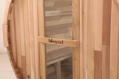 Blisspod | Prague | Canadian Red Cedar Outdoor Steam Barell Sauna | Full Glass Back | for 4–6 Persons