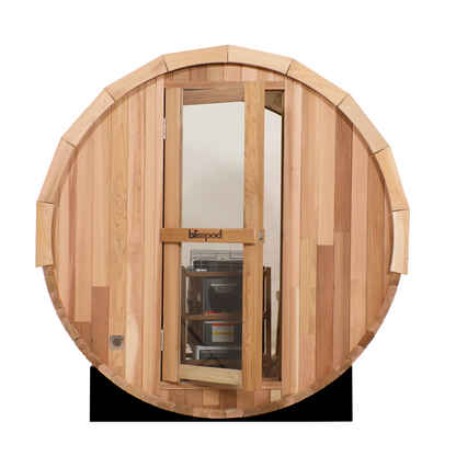 Blisspod | Prague | Canadian Red Cedar Outdoor Steam Barell Sauna | Full Glass Back | for 4–6 Persons