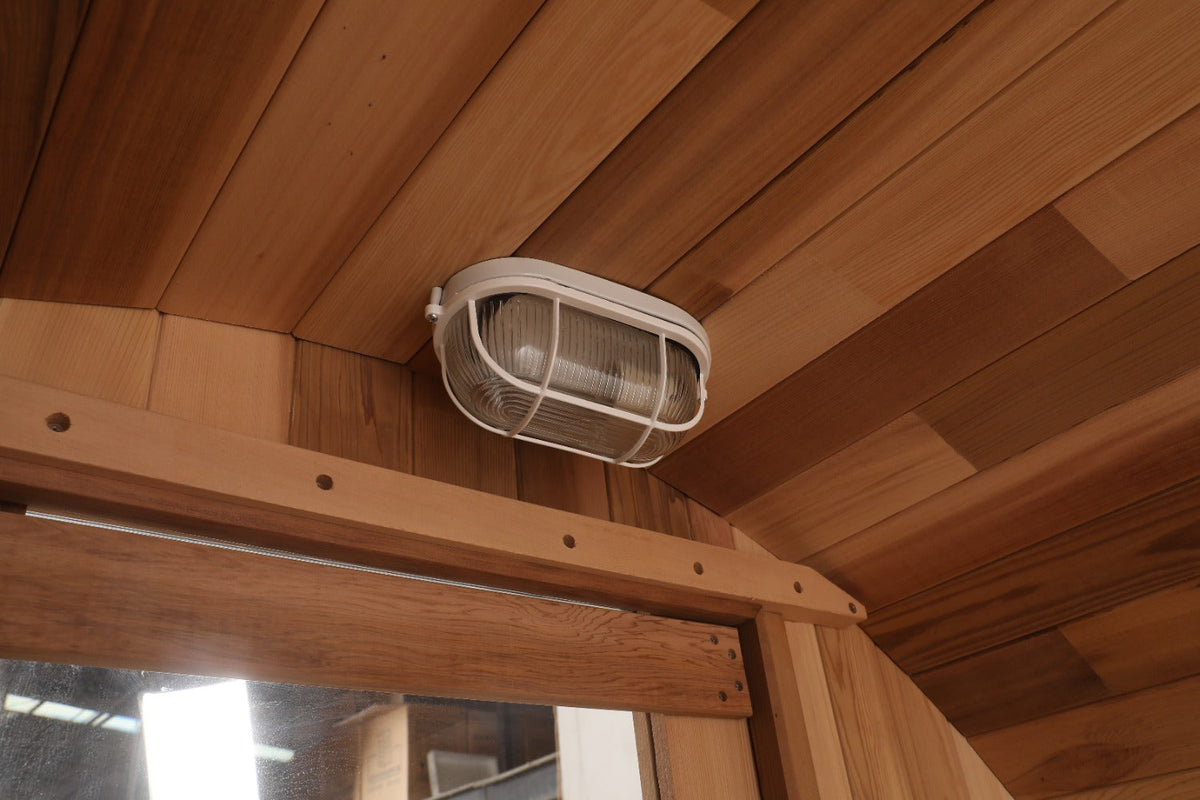 Blisspod | Prague | Canadian Red Cedar Outdoor Steam Barell Sauna | Full Glass Back | for 4–6 Persons